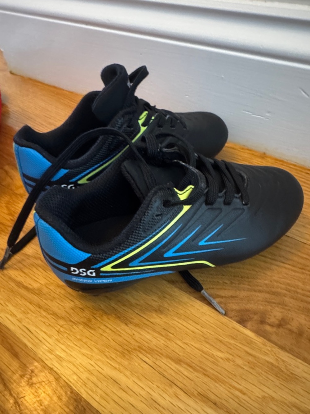 DSG Black Shoes with Blue and Neon Yellow Accents